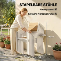 Outsunny Gartenmöbel Set Sitzgruppe 7-teilig Tisch mit 6 stapelbare Stühlen Holzoptik Aluminiumrahmen Teak(m-6)