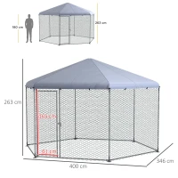 PawHut Enclos poulailler extérieur 10 m² parc grillagé 400 x 346 x 263 cm - espace couvert - 10-15 poules(m-3)