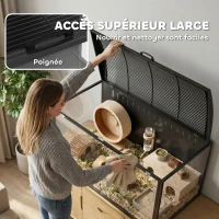 PawHut Cage à Hamster Géante Habitat pour Rongeur en Acier et Acrylique Transparent Vue Panoramique 105 x 51 x 53 cm Noir(m-5)