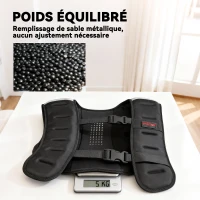 SPORTNOW Gilet lesté 5 kg veste lestée respirant avec sangles réglables et bandes réfléchissantes en sable de fer 43 x 33 cm noir(m-7)