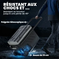 Outsunny Glacière Électrique Voiture 40L à Double Zone, Commande via Application, Poignée Télescopique, -20℃ à 20℃, Noir(m-8)