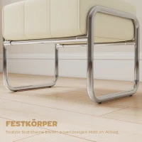 HOMCOM Fußhocker Sitzhocker Dick Gepolstert Hocker mit Chenille-Stoff Stahlbeinen für Schlafzimmer, Beige(m-5)