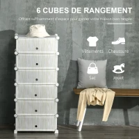 HOMCOM Armoire à chaussures modulable, meuble de rangement avec 6 cubes empilable en plastique, 49 x 36,5 x 108 cm blanc(m-4)
