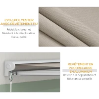 Outsunny Store banne électrique et Manuel rétractable 250L x 200l cm télécommande fournie alu. Polyester Haute densité, crème(m-6)
