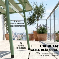 Outsunny Salon de Jardin Extérieur en Acier 4 Pièces, Canapé 2 Places, 2 Fauteuils, Table Basse, à Lattes, 112x60x75cm, Vert(m-8)