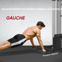 SPORTNOW Station Multi Gym avec Poids de 65 kg, Équipement de Musculation avec Banc pour Abdominaux, Noir et Rouge(m-6)