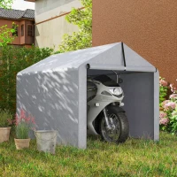 Outsunny Abri de jardin tente de stockage imperméable abri moto porte enroulable, pour vélo moto 162 x 221,5 x 163 cm, gris clair(m-8)