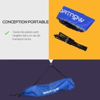 SPORTNOW Filet de badminton, filet portable, hauteur ajustable 107-155 cm, avec sac de transport, cadre métallique, noir, bleu(m-5)