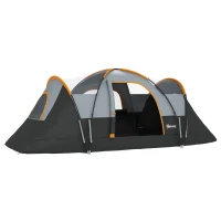 Outsunny Tente de camping familiale 5-6 pers. - tente tunelle imperméable légère ventilée - grande porte + 2 fenêtres gris clair(m-1)