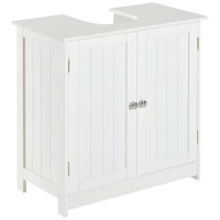 HOMCOM Meuble sous lavabo, meuble de salle de bain placard à 2 portes, étagère réglable, anti-humidité, 60 x 30 x 60 cm, blanc(m-12)