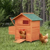 PawHut Poulailler avec Pondoir et Perchoir Toit en Bitume Étanche et Fenêtre de Ventilation Bois 113,5x67,5x95,5cm Orange(m-10)