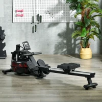 SPORTNOW Rameur à eau d'appartement rameur d'appartement pliable 6 niveaux de résistance écran LCD multifonction acier PC noir(m-10)