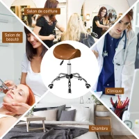 HOMCOM Tabouret à roulettes, chaise de travail avec hauteur réglable 49-61 cm et selle ergonomique, 52x53x49-61cm, marron(m-5)