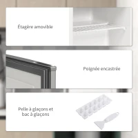 HOMCOM Mini congélateur Température Réglable de -14 à -24°C Compact 35L - Porte réversible Classe E - 47x44,2x48,8cm - Gris(m-7)