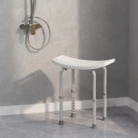 HOMCOM Tabouret de douche chaise de douche pour personnes âgées et handicapées, hauteur réglable, patins antidérapants, chaise de bain en alliage d'aluminium antirouille, blanc(m-10)