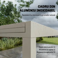 Outsunny Masă Extensibilă din Aluminiu pentru Exterior, Blat din Sticlă Temperată, Crem.(m-5)
