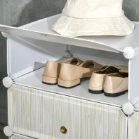 HOMCOM Armoire à chaussures modulable, meuble de rangement avec 6 cubes empilable en plastique, 49 x 36,5 x 108 cm blanc(m-9)