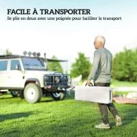 Outsunny Banc de jardin Lot de 2 bancs pliants avec poignée de Transport en Métal et HDPE 182 x 28 x 42 cm Blanc(m-6)