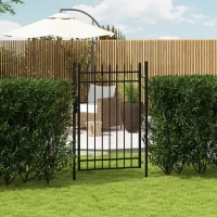 Outsunny Portillon de jardin en acier galvanisé 107 x 204 cm avec serrure, clés et poignée, noir(m-10)