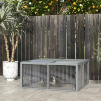 PawHut Clapier à lapins cage lapin pliable avec poignée dessus ouvrable pour 2 à 3 lapins cochons d'inde 110 x 105 x 50 cm gris(m-9)