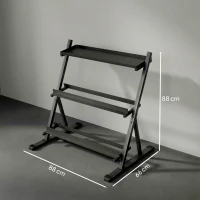 SPORTNOW Support pour haltères à 3 niveaux, support de poids réglable en acier pour haltères, kettlebells, noir(m-3)