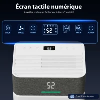 HOMCOM Déshumidificateur d'air 20 L/jour, déshumidificateur silencieux, réservoir d'eau 4,5 L, 30,5x23,5x49,5cm, blanc(m-7)