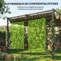 Outsunny Pergola de Jardin Tonnelle à Vigne UV50+ Toit Rétractable Panneaux d'Intimité pour Plantes Grimpantes 3x4m Gris Foncé(m-4)