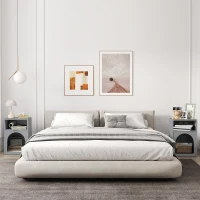 HOMCOM Lot de 2 tables de chevet, table de nuit avec compartiments ouverts, design arqué, 40 x 30 x 60 cm, gris(m-7)