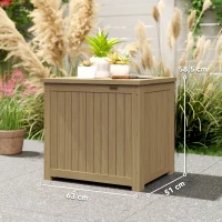 Outsunny Coffre de Rangement Boîte de Jardin 130L Doublure Amovible pour Coussins et Outils Bois Massif Brun(m-3)