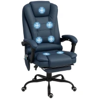 Vinsetto Fauteuil de bureau massant, chaise de bureau avec hauteur réglable, dossier inclinable et télécommande filaire, bleu(m-11)