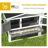 PawHut Clapier cage à lapins 2 étages tiroir déjection enclos extérieur amovible toit ouvrant 156x58x68cm bois massif pin(m-6)