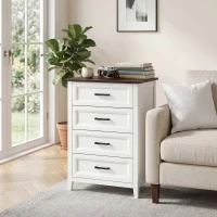 HOMCOM Cómoda 4 Gavetas Cómoda de Dormitório Estreita e Alta com Bancada com Efeito Madeira 60x35x87 cm Branco(m-4)