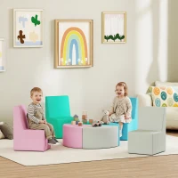 AIYAPLAY Parcours motricité bébé 8PCS, module motricité bébé mousse EPE et housse en PU, design table et chaises, multicolore(m-10)