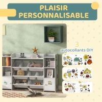 AIYAPLAY Meuble rangement enfant, étagère de rangement pour jouets enfants avec 8 bacs amovibles, 140 x 30 x 90 cm, blanc(m-5)