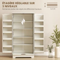 HOMCOM Buffet cuisine armoire de cuisine 5 niveaux avec portes et étagères réglables 60l x 40P x 120H cm grain de bois crème(m-5)