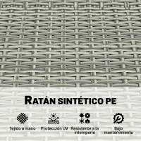 Outsunny Banco de Almacenamiento Exterior de Ratán 170 L con Cojín Lavable Respaldo Reposabrazos de Madera de Acacia Gris Claro(m-8)