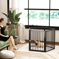 PawHut Parc pour chien, parc pour animaux, 5 panneaux, clôture portable pliable, sécurisé, noir(m-10)