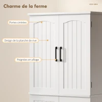 HOMCOM Buffet haut cuisine, armoire de cuisine, 4 portes, 10 niches, 8 porte-épices et étagères réglables, 60x35x162cm, blanc(m-6)