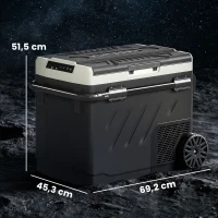 Outsunny Frigorífico Portátil Elétrico 49 L com Compressor Dupla Zona Controlo por App Rodas Pega Telescópica -20 ℃ a 20 ℃ e Porta USB(m-3)