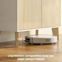 HOMCOM Buffet salon, meuble de rangement à 6 compartiments et portes à fermeture amortie, 80x40x135cm, blanc et bois naturel(m-8)