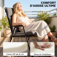 Outsunny Lot de 4 coussins pour chaises de terrasse, résistants à l'eau, antidérapants, avec liens, 112x53cm, Gris Foncé(m-4)