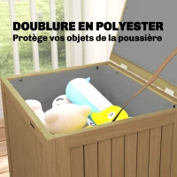 Outsunny Coffre de Rangement Boîte de Jardin 130L Doublure Amovible pour Coussins et Outils Bois Massif Brun(m-5)