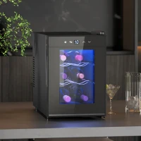 HOMCOM Cave à vin 6 bouteilles 17L haute performance température réglable 8-18° avec lumière LED panneau contrôle tactile noir(m-10)