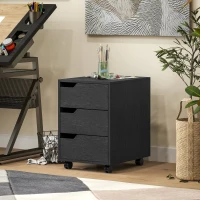 HOMCOM Caisson bureau mobile, meuble rangement bureau sur roulettes, 3 tiroirs, 40x50x57,5cm, noir(m-10)