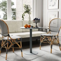 HOMCOM Runder Esstisch für 2 Personen, Stahl, für drinnen und draußen, Grau(m-7)