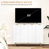 HOMCOM Buffet salon meuble de rangement armoire de cuisine avec placards à 2 portes et étagère réglable 120 x 40 x 90 cm, blanc(m-6)