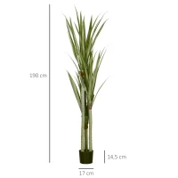 HOMCOM Künstliche Yucca groß 190cm Kunstpflanze, Plastik Künstliche Pflanze im Topf, 17 x 17 x 190 cm Smaragdgrün(m-3)