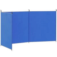Outsunny Protetor de Vento para Campismo Tela de Privacidade com 4 Hastes de Aço Bolsa de Transporte Proteção de Praia para Campismo Jardim 540x150 cm Azul(m-1)