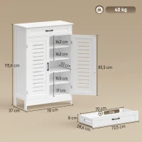 HOMCOM Meuble à chaussures 20 paires, armoire à chaussures avec 2 portes persiennes, tiroir et étagères réglables, blanc(m-3)