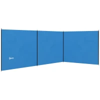 Outsunny Protetor de Vento para Campismo Tela de Privacidade com 4 Hastes de Aço Bolsa de Transporte Proteção de Praia para Campismo Jardim 540x150 cm Azul(m-6)